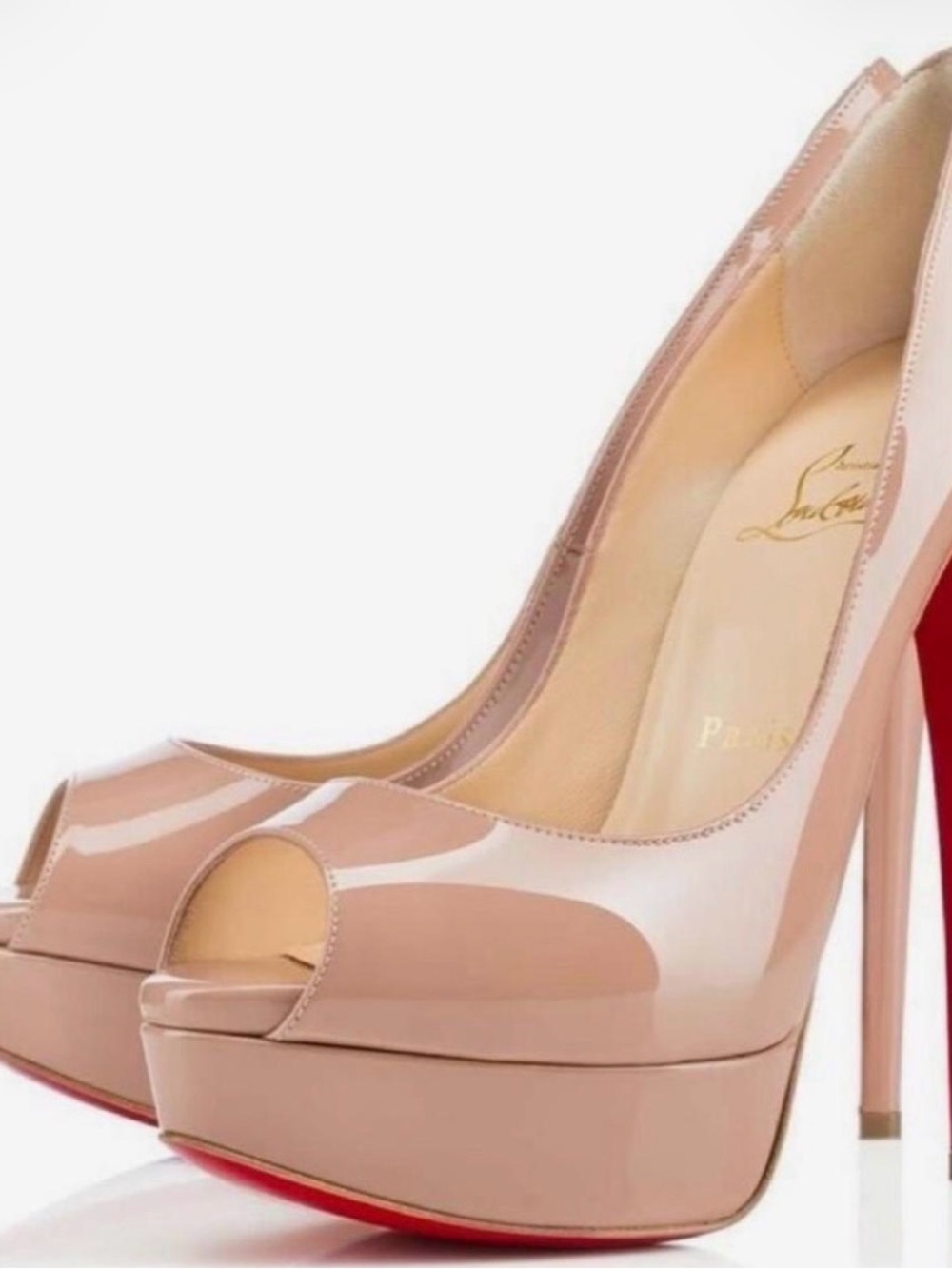 Christian Louboutin Lady Peep 150 Patent Calf Platform Pumps